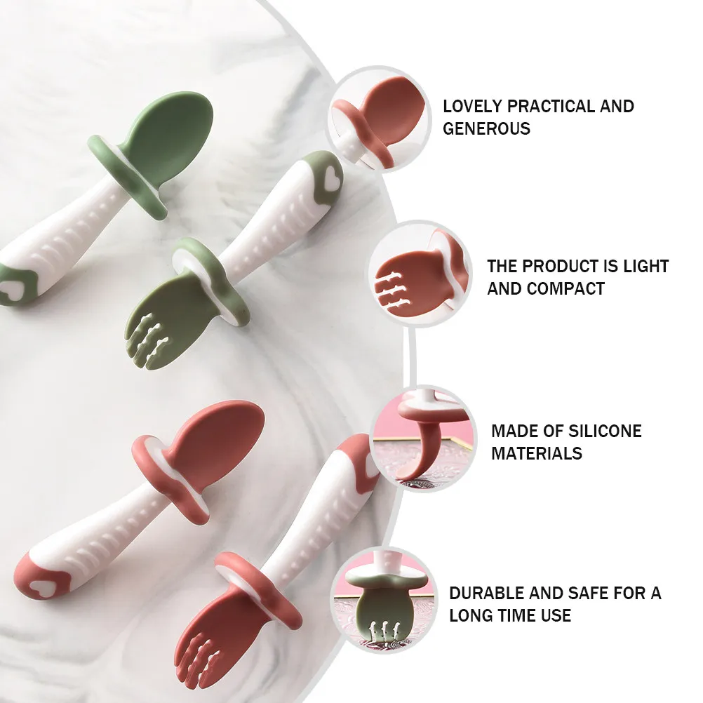 1Set Baby Training Spoon and Fork Silicone Soft Tip Spoons for Feeding Starter Utensils Toddler Dining Set
1Set Baby Training Spoon and Fork Silicone Soft Tip Spoons for Feeding Starter Utensils Toddler Dining Set