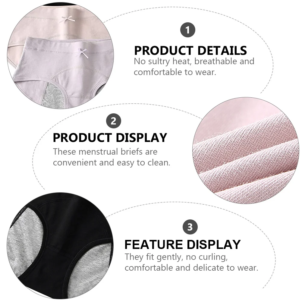 3Pcs Leak-Proof Menstruation Briefs Medium Size Breathable Comfortable Physiological Underwear Cotton Period Briefs
3Pcs Leak-Proof Menstruation Briefs Medium Size Breathable Comfortable Physiological Underwear Cotton Period Briefs