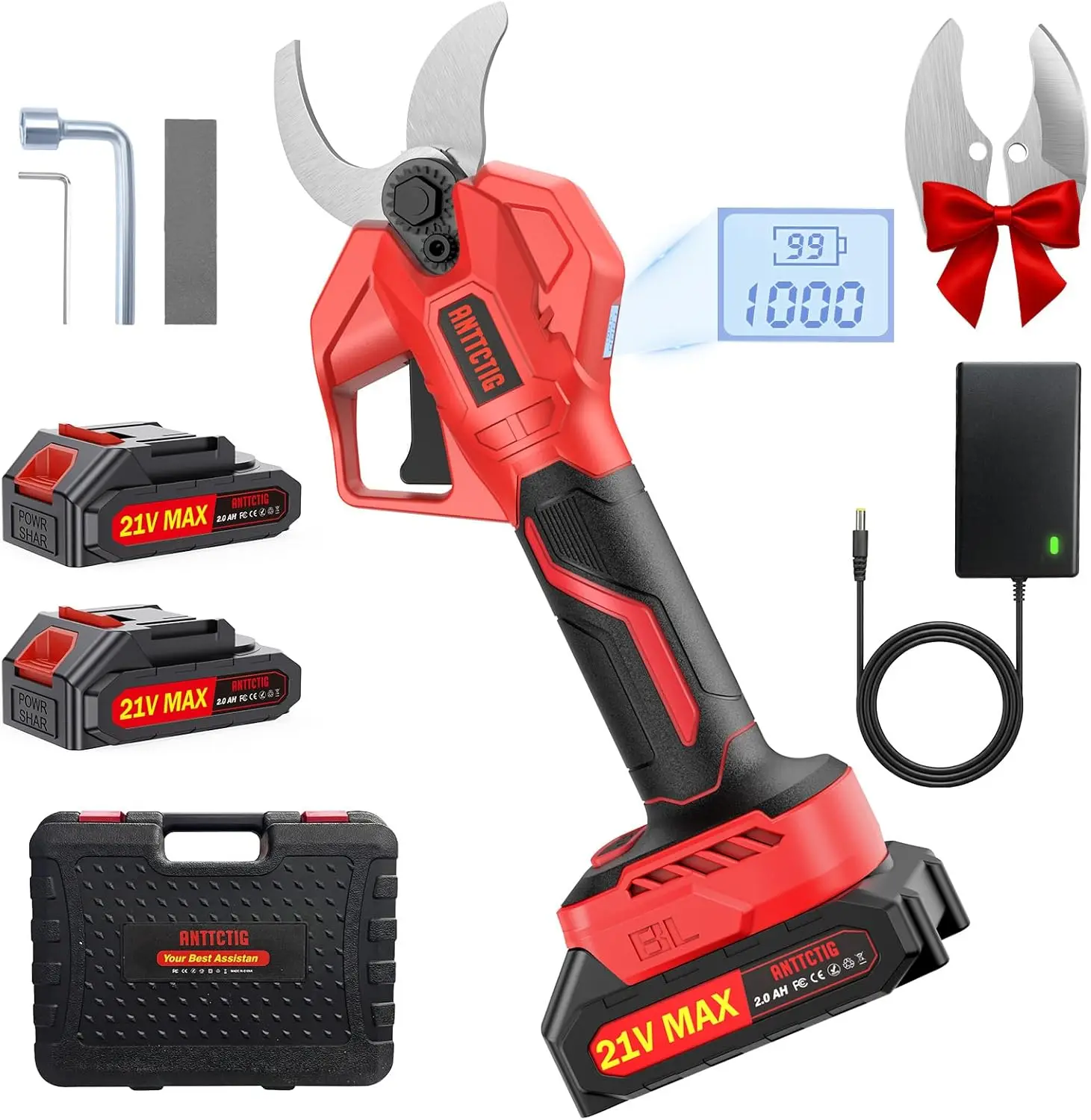 Cordless Electric Pruning Shears 2.56 Inch Cutting Diameter Dual 2.0AH Batteries Replacement Blades Branch Cutter Tree Flower Tr
Cordless Electric Pruning Shears 2.56 Inch Cutting Diameter Dual 2.0AH Batteries Replacement Blades Branch Cutter Tree Flower Tr