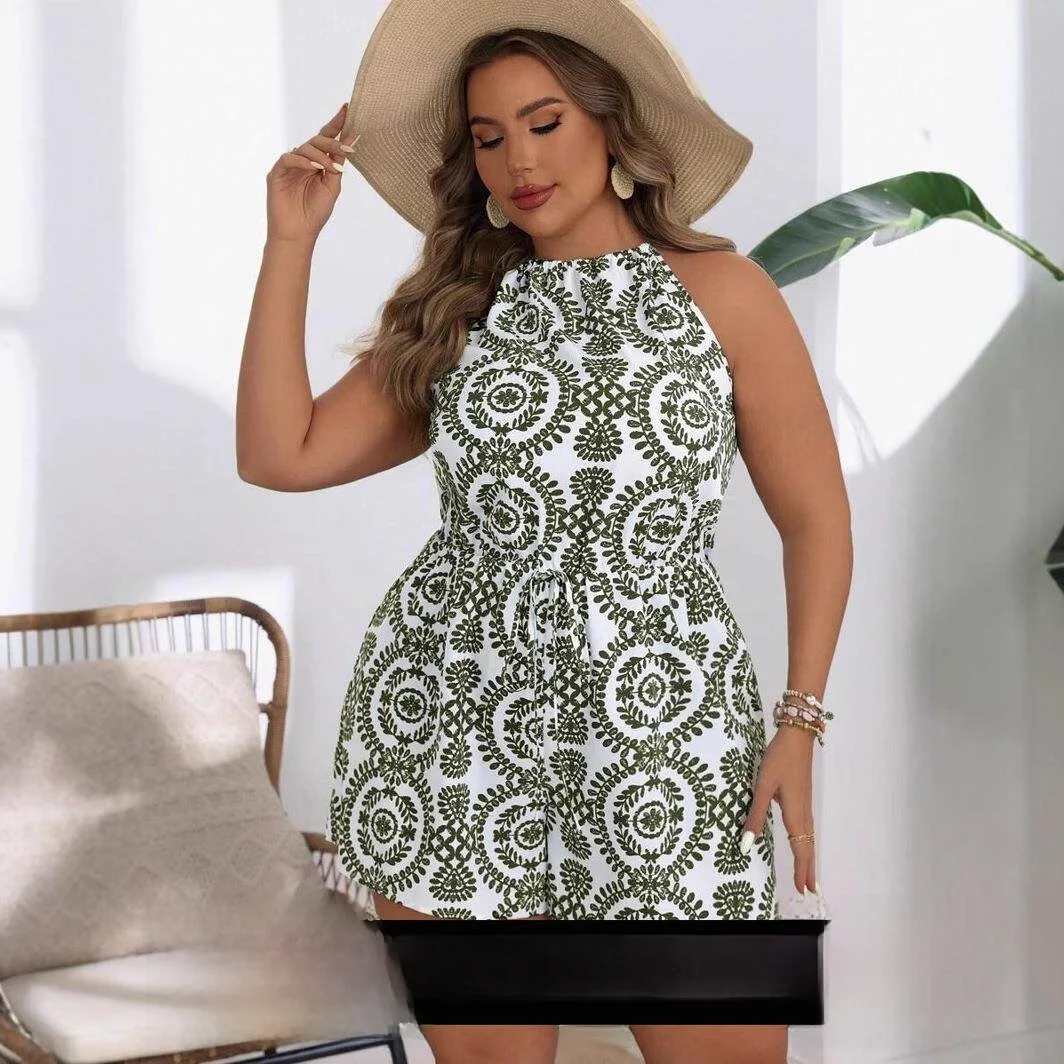 Cross-Border Simple Print Backless Jumpsuit Women's plus Size Summer Trendy One-Piece Suit without Sleeves for Autumn
Cross-Border Simple Print Backless Jumpsuit Women's plus Size Summer Trendy One-Piece Suit without Sleeves for Autumn