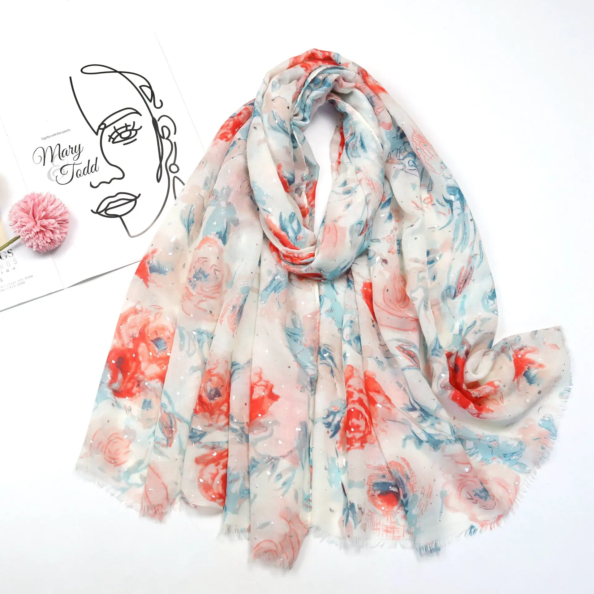 2022 Spring Big Rose Pattern Silver Foil Fringe Scarf Shawls Good Quality Long Floral Wrap Hijab Scarves 5 Color Free Shipping
2022 Spring Big Rose Pattern Silver Foil Fringe Scarf Shawls Good Quality Long Floral Wrap Hijab Scarves 5 Color Free Shipping