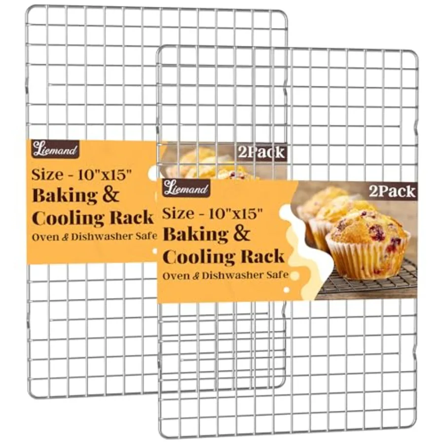 Cooling Racks for Cooking and Baking - 2 PCS 10 x 15 Grid Wire Baking Rack for Oven Cooking Baking Grilling Roasting - Dishwash
Cooling Racks for Cooking and Baking - 2 PCS 10 x 15 Grid Wire Baking Rack for Oven Cooking Baking Grilling Roasting - Dishwash