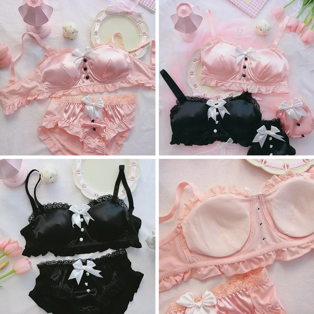 Japanese Sweet Retro Lingerie Set, Soft Cute Bow Sleepwear, Comfortable No Steel Ring Bra for Small Chest
Japanese Sweet Retro Lingerie Set, Soft Cute Bow Sleepwear, Comfortable No Steel Ring Bra for Small Chest