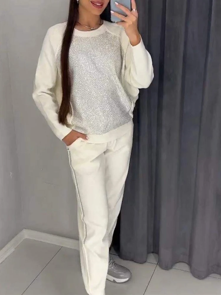 Fashion Loose Sports Coat Two-piece Set Women Spring Autumn Diamond O-neck Pullover Sweatshirt+Elastic Waist Pants Women Outfit
Fashion Loose Sports Coat Two-piece Set Women Spring Autumn Diamond O-neck Pullover Sweatshirt+Elastic Waist Pants Women Outfit