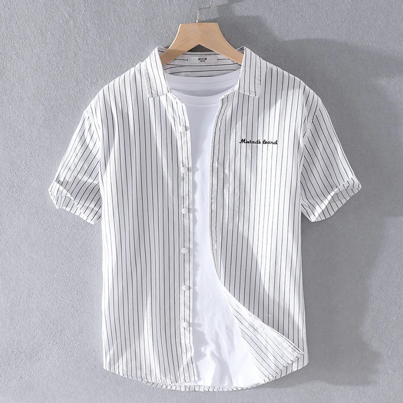 Ice Silk Stripe Shirt Men's Summer Short Sleeve Ultra-Thin Stylish Outerwear Loose Fit Youthful Trend Summer Collection
Ice Silk Stripe Shirt Men's Summer Short Sleeve Ultra-Thin Stylish Outerwear Loose Fit Youthful Trend Summer Collection