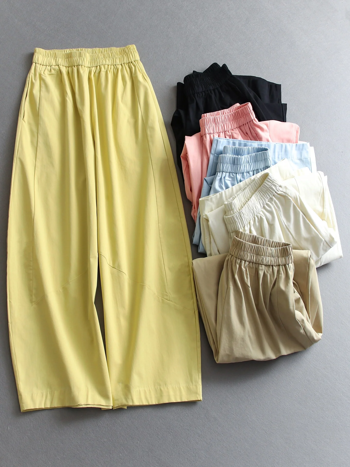 High Waist Wide Leg Casual Pants Women's Elastic Waist Straight Leggings Lengthening Effect Pure Color Spring Summer Cotton
High Waist Wide Leg Casual Pants Women's Elastic Waist Straight Leggings Lengthening Effect Pure Color Spring Summer Cotton