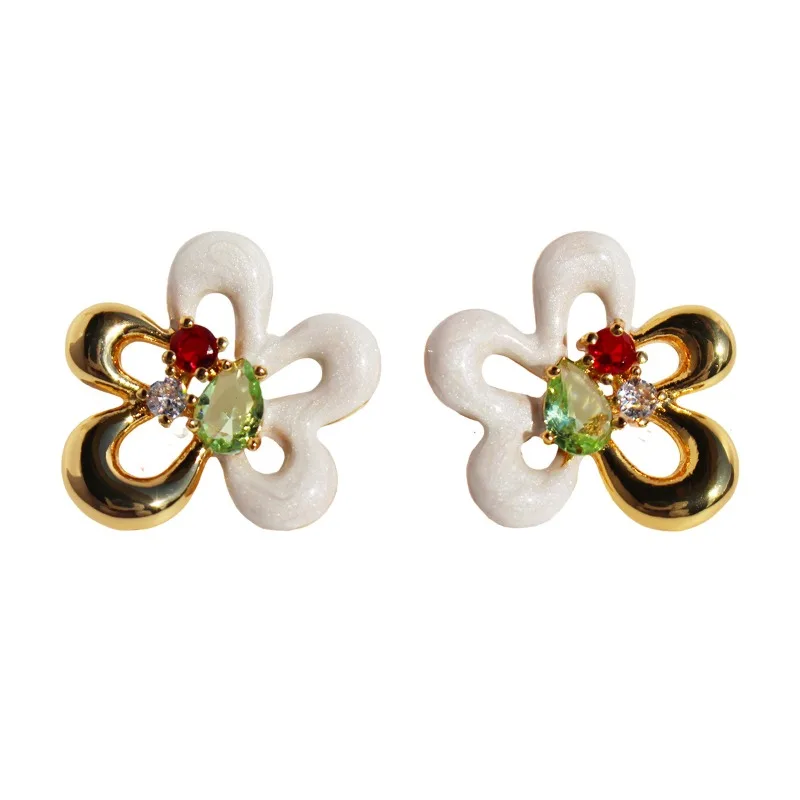 Enamel Pearl-White Hollow Flower Earrings with Colorful Zircon Petals - Sweet Jewelry For Women
Enamel Pearl-White Hollow Flower Earrings with Colorful Zircon Petals - Sweet Jewelry For Women