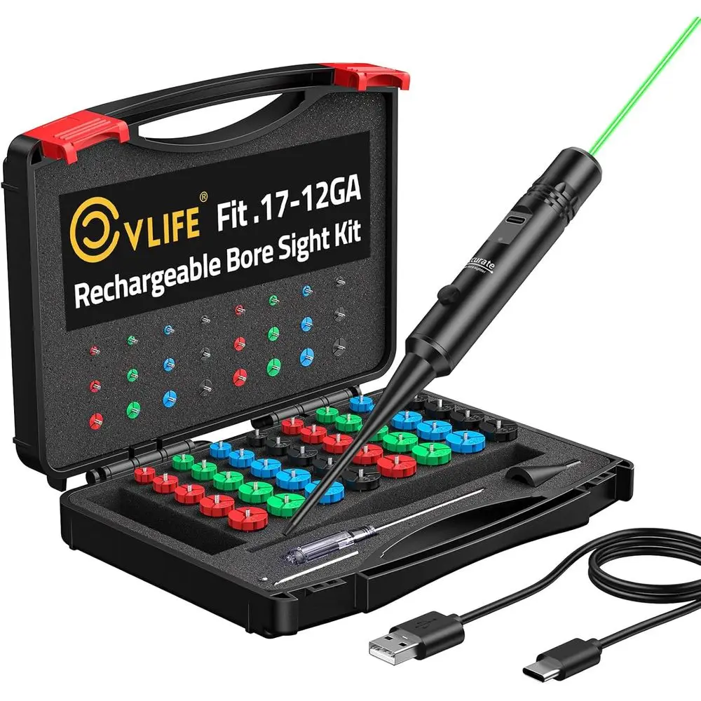 Universal Red/Green Laser Bore Sight Kit with 64 Adapters for 0.17 to 12GA, Ideal for Professional and Hunting Use
Universal Red/Green Laser Bore Sight Kit with 64 Adapters for 0.17 to 12GA, Ideal for Professional and Hunting Use