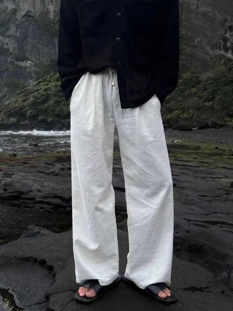 SYUHGFA 2025 Autumn Men's Casual Flax Pants Solid Color Straight Drape Trousers Wide Leg Loose Male Bottom Korean Style Pants
SYUHGFA 2025 Autumn Men's Casual Flax Pants Solid Color Straight Drape Trousers Wide Leg Loose Male Bottom Korean Style Pants