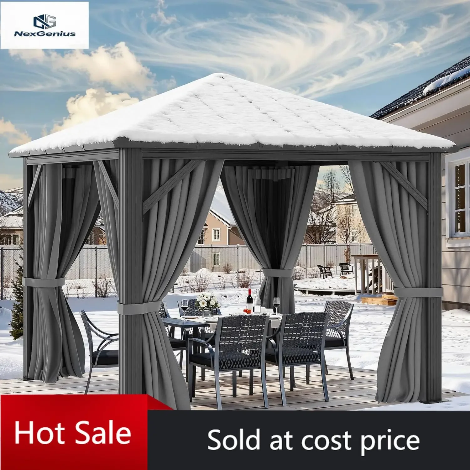 10X10FT Metal Hardtop Gazebo Outdoor Patio Single Top Canopy Galvanized Iron Aluminum Column Garden Tent Curtains Netting for Ba
10X10FT Metal Hardtop Gazebo Outdoor Patio Single Top Canopy Galvanized Iron Aluminum Column Garden Tent Curtains Netting for Ba