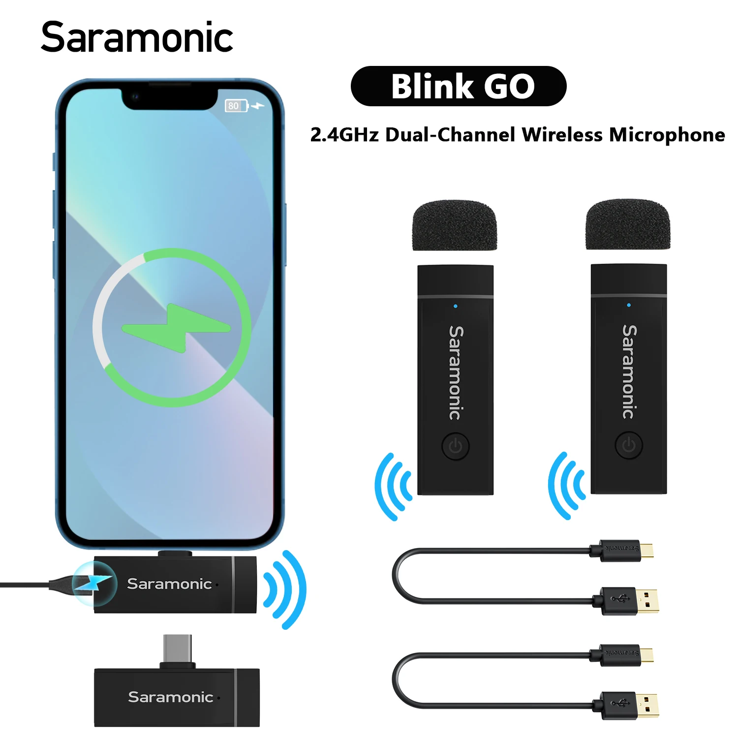 Saramonic Blink Go Dual-Channel Condenser Wireless Lavalie Lapel Microphone for PC Mobile iPhone Android DSLRs Cameras Steaming
Saramonic Blink Go Dual-Channel Condenser Wireless Lavalie Lapel Microphone for PC Mobile iPhone Android DSLRs Cameras Steaming