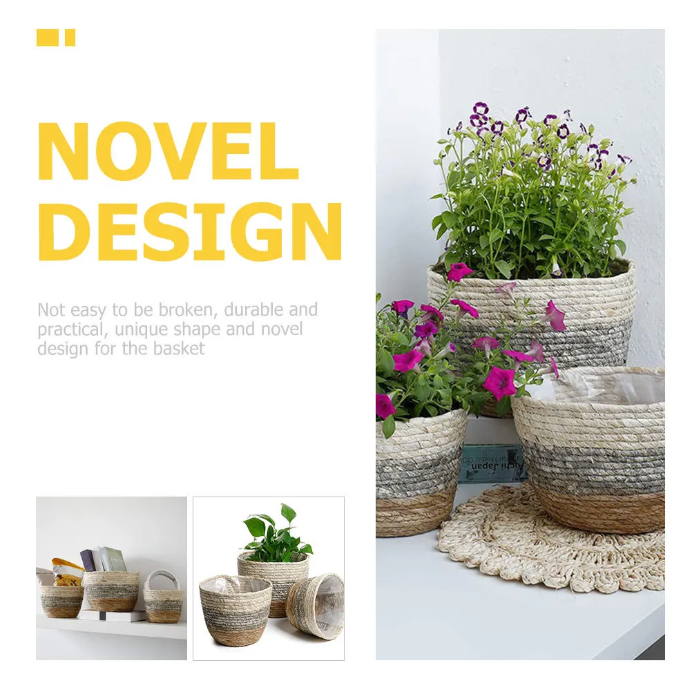 3Pcs Woven Flowerpot Set Handmade Decorative Planter Baskets Creative Succulent Plant Display Holder Home Garden Flower 
3Pcs Woven Flowerpot Set Handmade Decorative Planter Baskets Creative Succulent Plant Display Holder Home Garden Flower
