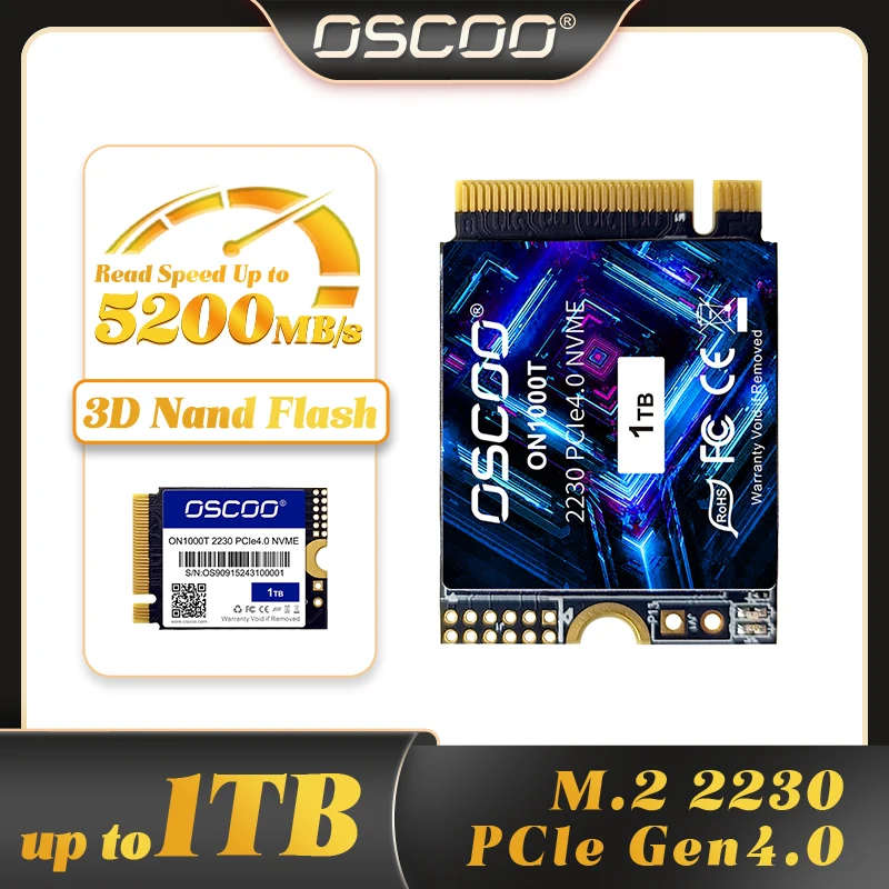 OSCOO ON1000T M.2 2230 Внутренний твердотельный накопитель PCIe 4.0 X4 3500 МБ/с NVMe SSD 512 ГБ 1 ТБ, совместимый с Steam Deck 3D Nand SSD
OSCOO ON1000T M.2 2230 Внутренний твердотельный накопитель PCIe 4.0 X4 3500 МБ/с NVMe SSD 512 ГБ 1 ТБ, совместимый с Steam Deck 3D Nand SSD