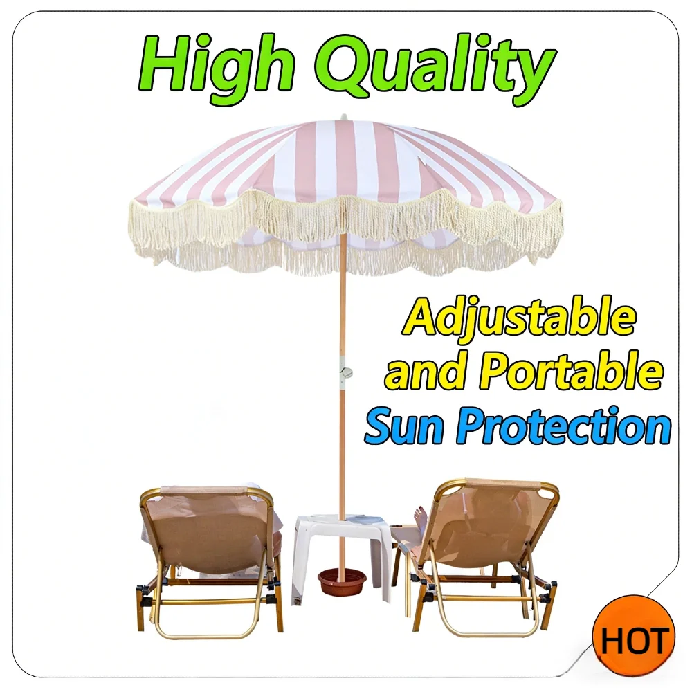 Bohemian Striped Beach Umbrella with Fringe Tilt Pole Portable Sunshade Umbrella UPF50+ UV Protection for Pool Garden Backyard
Bohemian Striped Beach Umbrella with Fringe Tilt Pole Portable Sunshade Umbrella UPF50+ UV Protection for Pool Garden Backyard