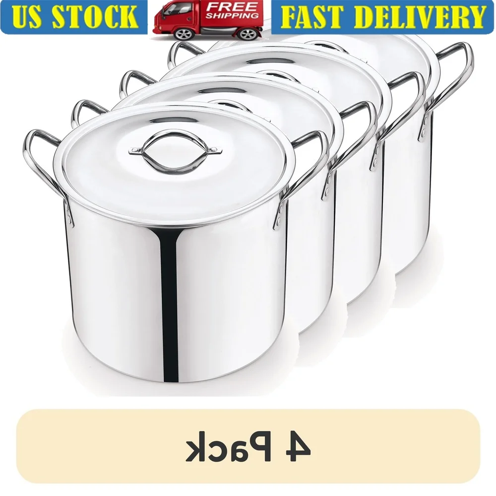 4 Pack 8 Quart Stainless Steel Stock Pot Set Durable Heat Retaining Lid Stay Cool Handles Hand Wash Only Ideal Soup Pasta Stews
4 Pack 8 Quart Stainless Steel Stock Pot Set Durable Heat Retaining Lid Stay Cool Handles Hand Wash Only Ideal Soup Pasta Stews