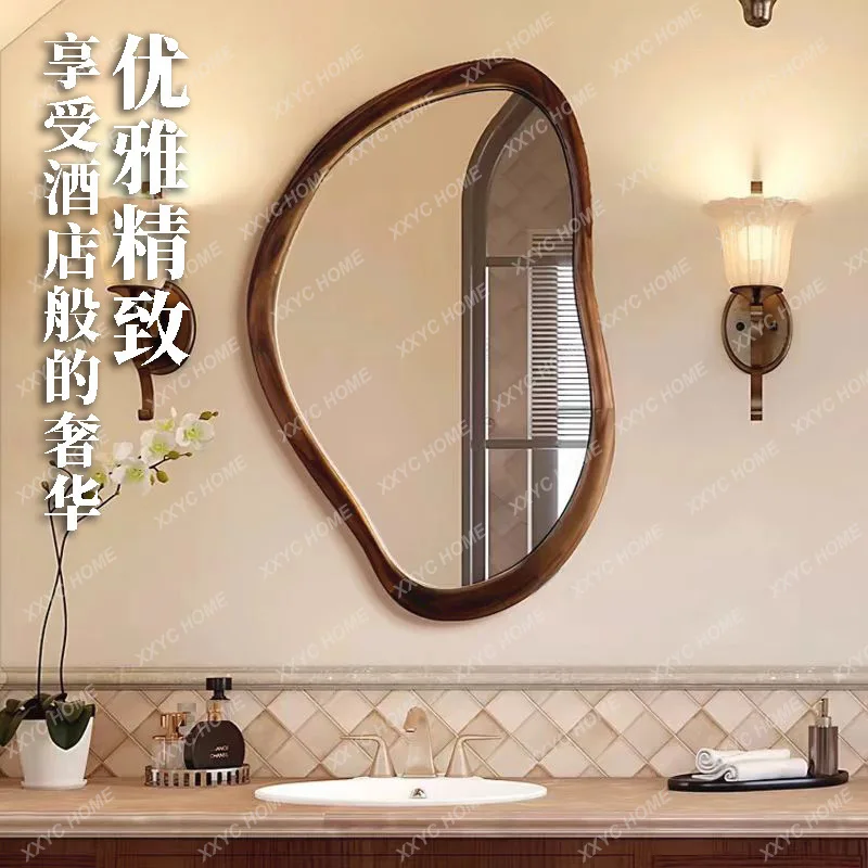 M Solid wood bathroom mirror retro special-shaped hotel bathroom mirror wall-mounted retro lamp
M Solid wood bathroom mirror retro special-shaped hotel bathroom mirror wall-mounted retro lamp