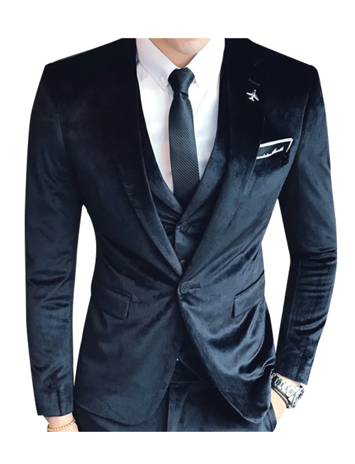 Men's 3 Pieces Suit One Button Business Velvet Party Jacket Vest & Pants
Men's 3 Pieces Suit One Button Business Velvet Party Jacket Vest & Pants