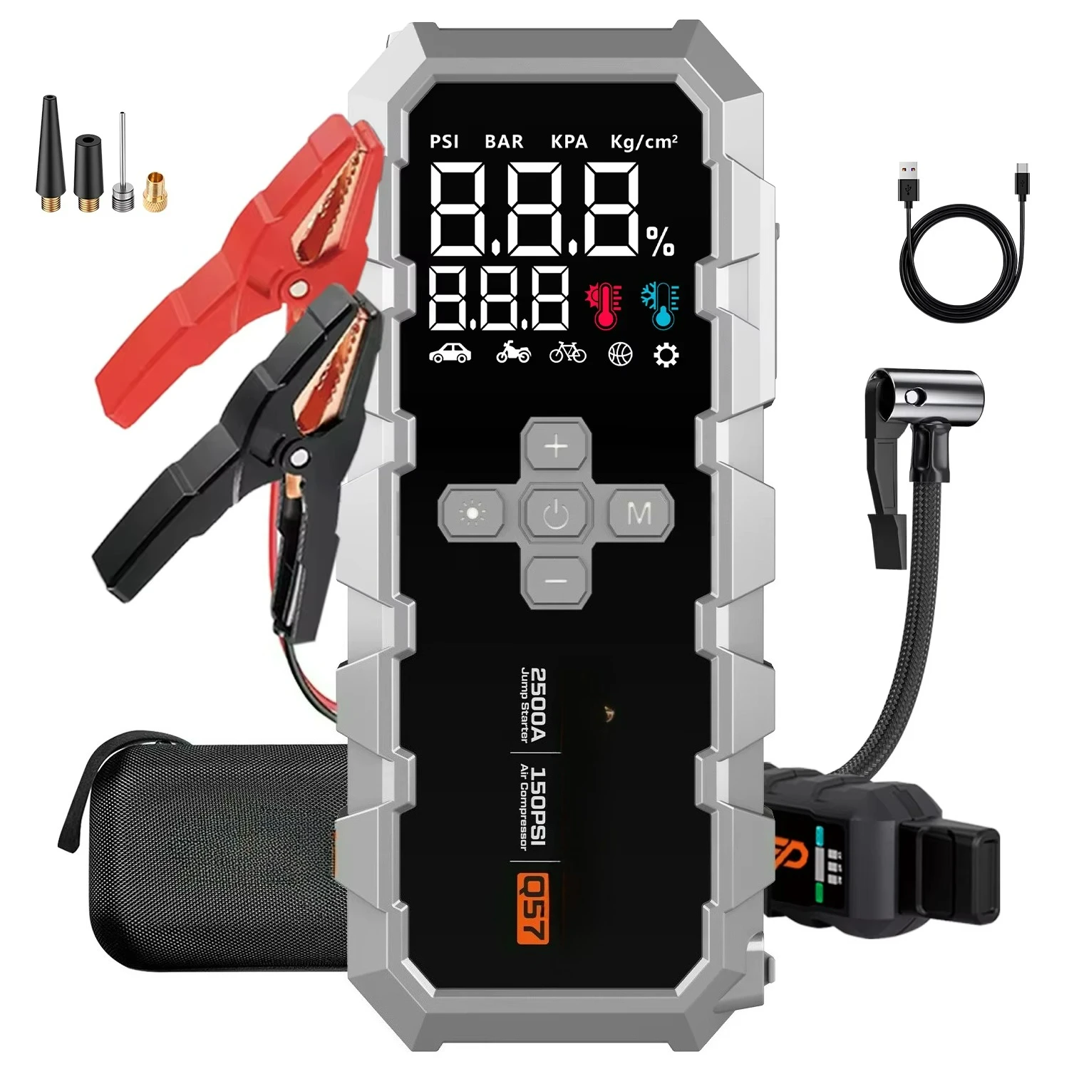 Портативное пусковое устройство для автомобиля 2500А с компрессором, пусковой бустер с воздушным насосом, пусковое устройство с насосом для накачки шин
Портативное пусковое устройство для автомобиля 2500А с компрессором, пусковой бустер с воздушным насосом, пусковое устройство с насосом для накачки шин