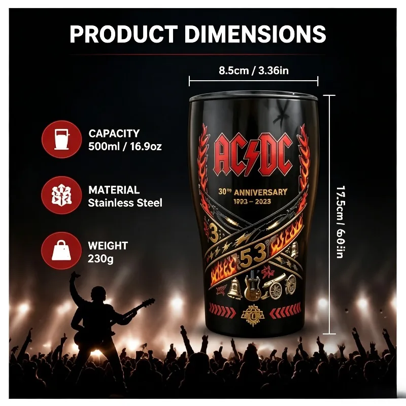 AC/DC 53rd Anniversary Pint Glass Rock Band Collectible Whiskey Beer Glass Gift for Men
AC/DC 53rd Anniversary Pint Glass Rock Band Collectible Whiskey Beer Glass Gift for Men