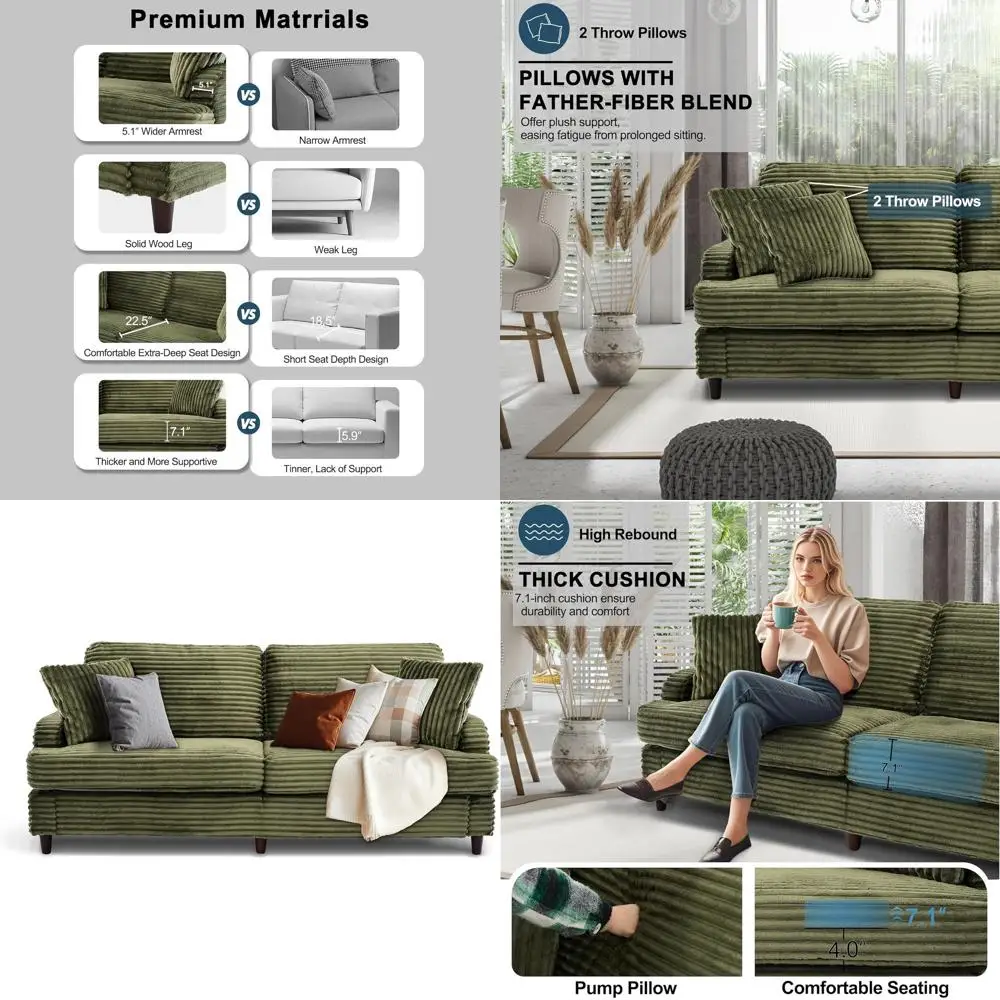 80 Inch Oversized Sofa, Comfortable Love Seat, Century Modern Two Seater Couch, Plush Corduroy Deep Seat Sofas for Living Room o
80 Inch Oversized Sofa, Comfortable Love Seat, Century Modern Two Seater Couch, Plush Corduroy Deep Seat Sofas for Living Room o