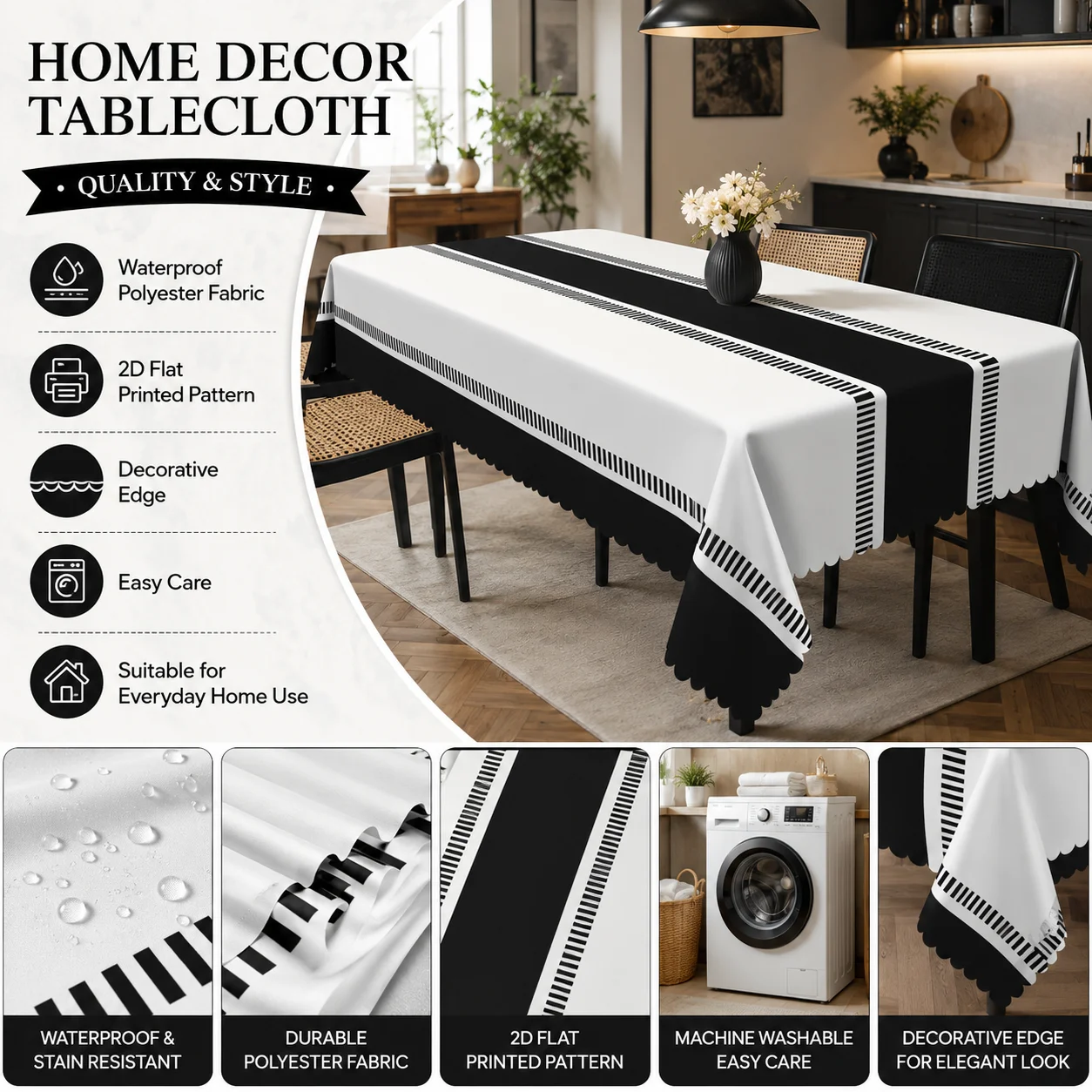 Striped Geometric Tablecloth Waterproof Polyester 2D Flat Printed Decorative Table Cover For Home Banquet Party Dining
Striped Geometric Tablecloth Waterproof Polyester 2D Flat Printed Decorative Table Cover For Home Banquet Party Dining