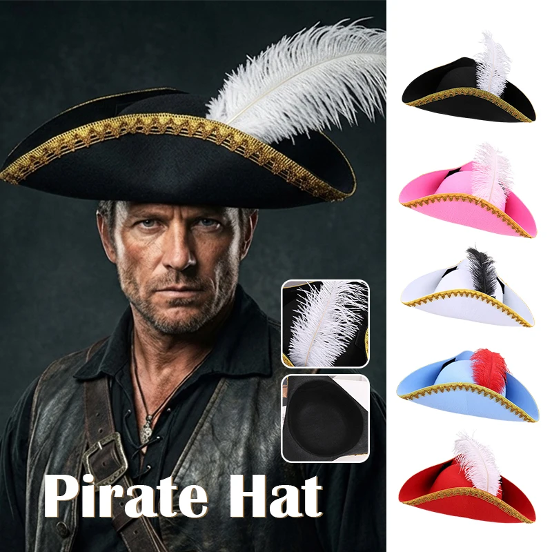 Wide Brim Feathers Pirate Hat Captain Hat Tricorn Hat Cosplay Medieval Vikings Halloween Carnival Party Cap Costume Props
Wide Brim Feathers Pirate Hat Captain Hat Tricorn Hat Cosplay Medieval Vikings Halloween Carnival Party Cap Costume Props