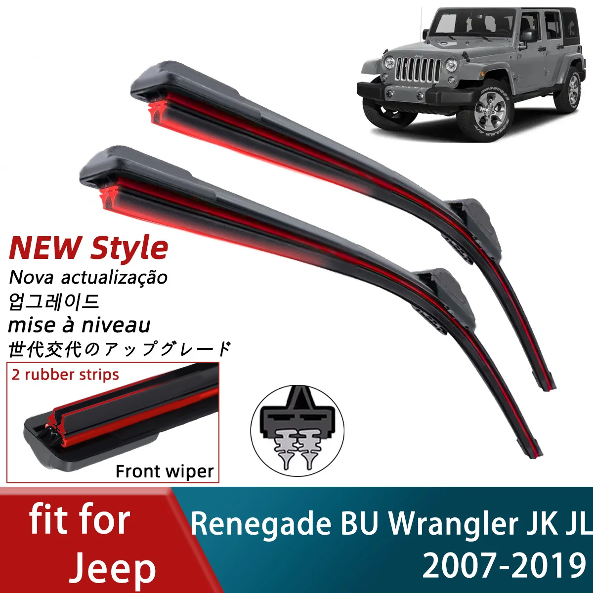 Double Rubber Car Wiper for Jeep Renegade BU Wrangler JK JL Front Blades Brushes Cutter Accessories Windscreen
Double Rubber Car Wiper for Jeep Renegade BU Wrangler JK JL Front Blades Brushes Cutter Accessories Windscreen