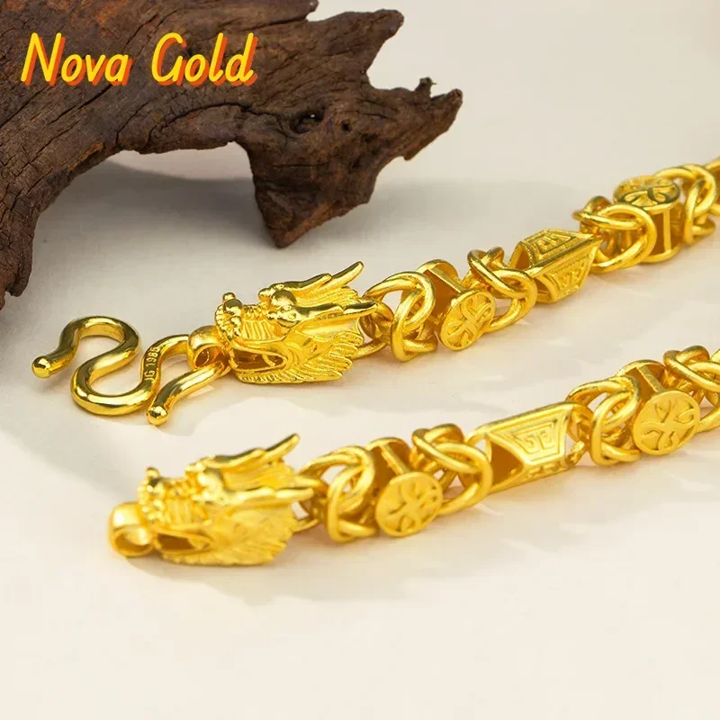 NovaGlod Luxurious 9999 24K real gold auspicious double dragon head necklace domineering pure gold men's necklace fashion boss c
NovaGlod Luxurious 9999 24K real gold auspicious double dragon head necklace domineering pure gold men's necklace fashion boss c