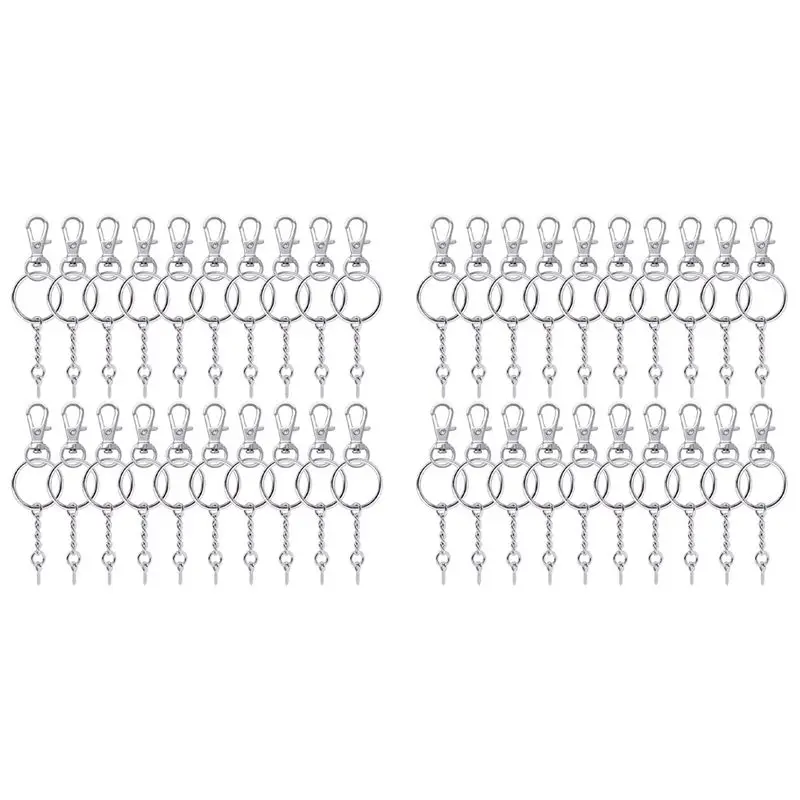 ABRE-100 Pieces Metal Swivel Clasps Lanyard Snap Hook Lobster Claw Clasp And Key Rings Keychain With 11Mm Screw Eye Pins
ABRE-100 Pieces Metal Swivel Clasps Lanyard Snap Hook Lobster Claw Clasp And Key Rings Keychain With 11Mm Screw Eye Pins