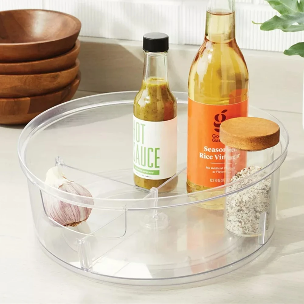 Clear Lazy Susan Spice Rack with 3 Compartments for Pantry,Cabinet and Kitchen,Plastic turntable organizer for Condiments,Snack
Clear Lazy Susan Spice Rack with 3 Compartments for Pantry,Cabinet and Kitchen,Plastic turntable organizer for Condiments,Snack