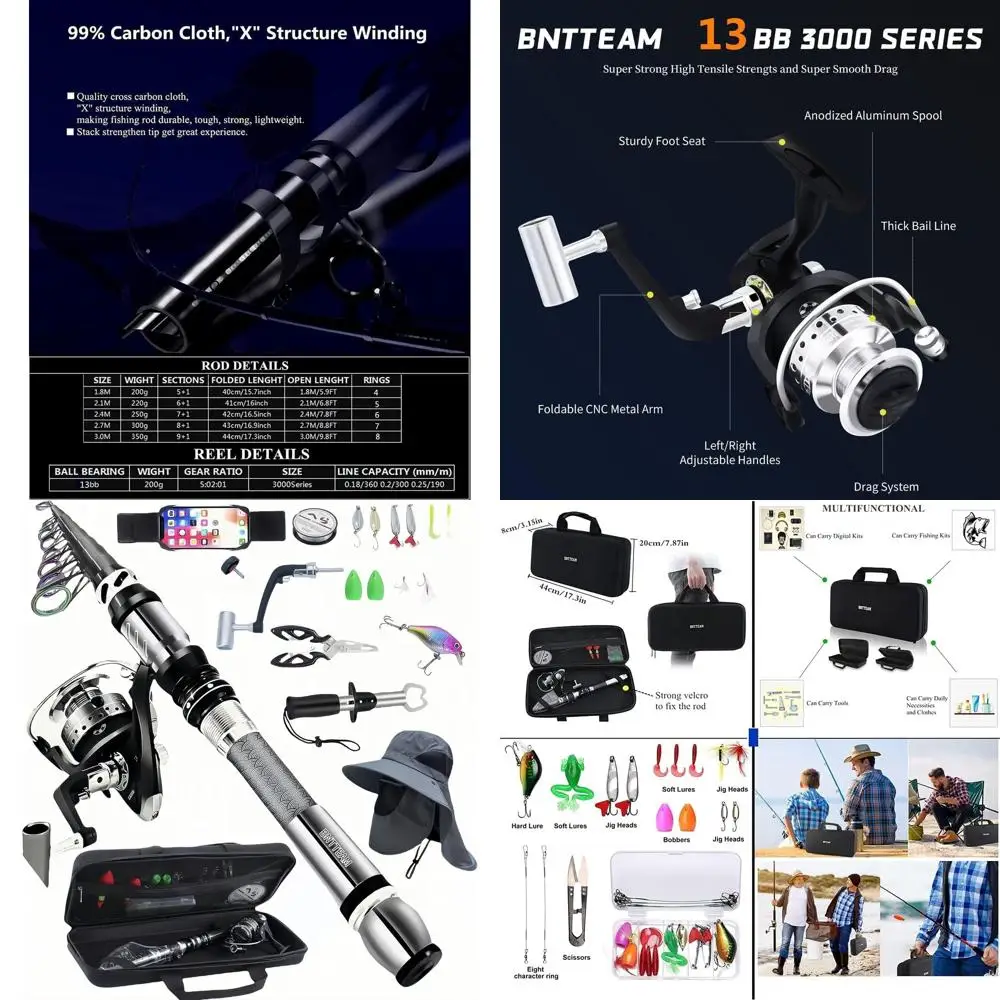 Портативная спиннинговая удочка и катушка, комбинированный набор, флуоресцентный наконечник для удочки из углеродного волокна, с рыболовными приманками, наборы сумок для переноски лески для
Портативная спиннинговая удочка и катушка, комбинированный набор, флуоресцентный наконечник для удочки из углеродного волокна, с рыболовными приманками, наборы сумок для переноски лески для