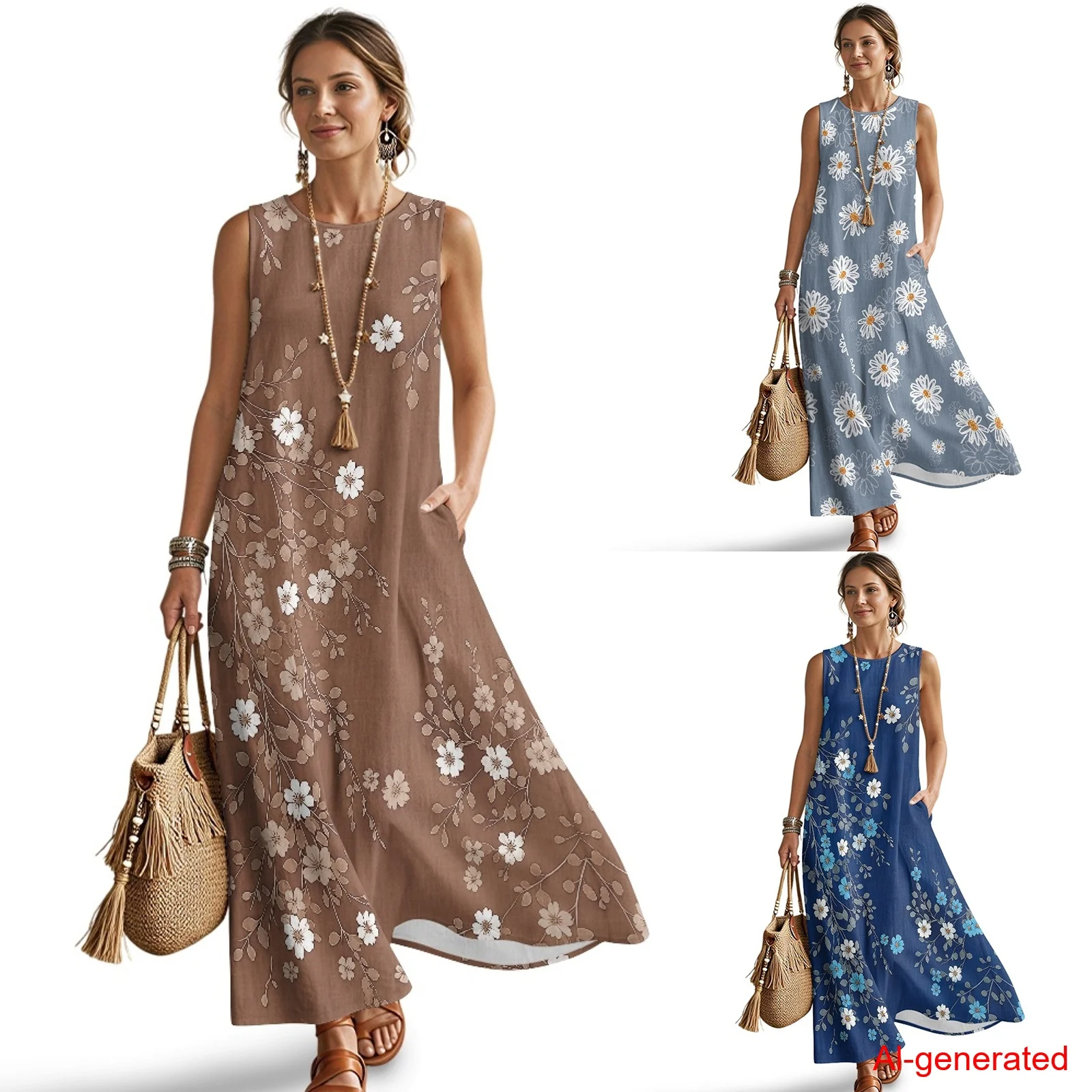INSTANTARTS Imitation Linen Loose Vest Long Skirt Fashionable Floral Casual Maxi Linen Dress Crew Neck Maxi Dresses Sundress
INSTANTARTS Imitation Linen Loose Vest Long Skirt Fashionable Floral Casual Maxi Linen Dress Crew Neck Maxi Dresses Sundress