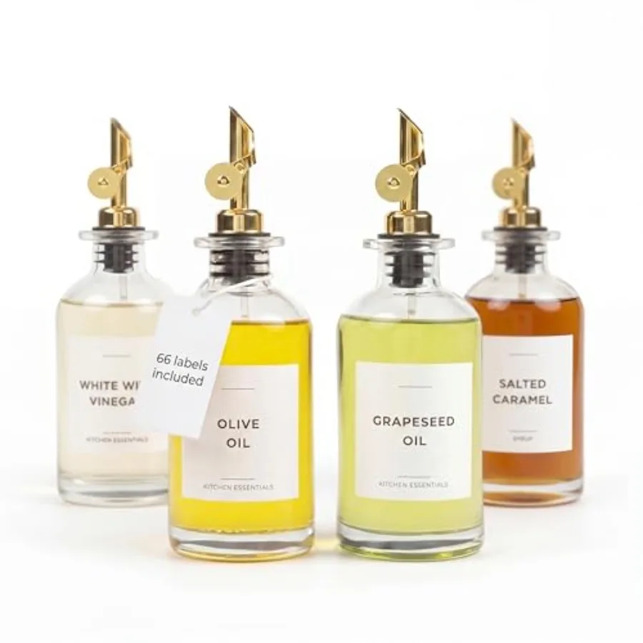 Oil Dispenser for Kitchen - Glass Olive Oil Bottle Set of 4 11.8oz with Weighted Self-Closing Pourer - Cooking Oil Dispenser wi
Oil Dispenser for Kitchen - Glass Olive Oil Bottle Set of 4 11.8oz with Weighted Self-Closing Pourer - Cooking Oil Dispenser wi