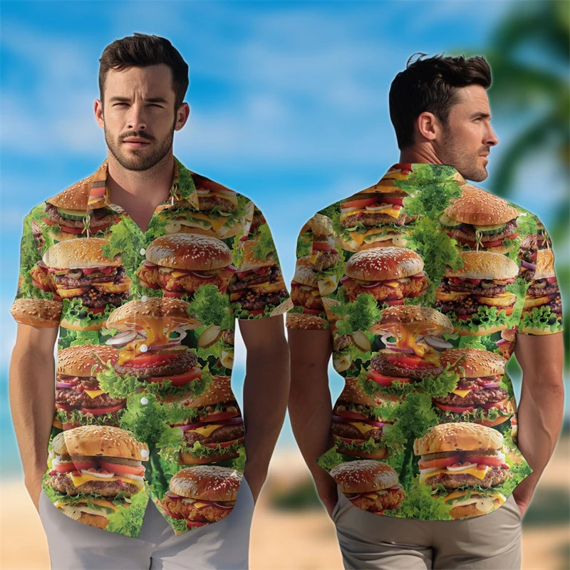 3D Print Hamburger Food Graphic Hawaiian Shirts For Man Summer Short Sleeve Cuban Collar Casual Holiday Festival Beach Shirts
3D Print Hamburger Food Graphic Hawaiian Shirts For Man Summer Short Sleeve Cuban Collar Casual Holiday Festival Beach Shirts