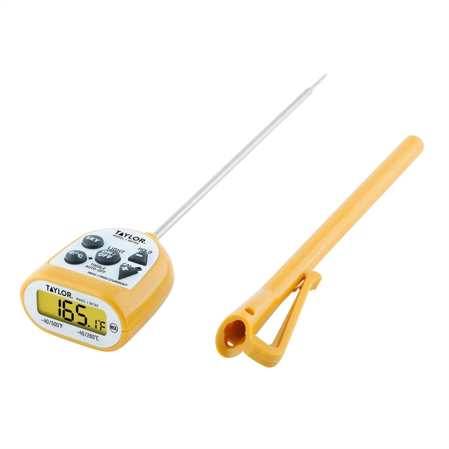 Compact Waterproof Digital Food Thermometer with 4.5 Inch Probe, Amber Backlit LCD, HOLD & Min/Max
Compact Waterproof Digital Food Thermometer with 4.5 Inch Probe, Amber Backlit LCD, HOLD & Min/Max