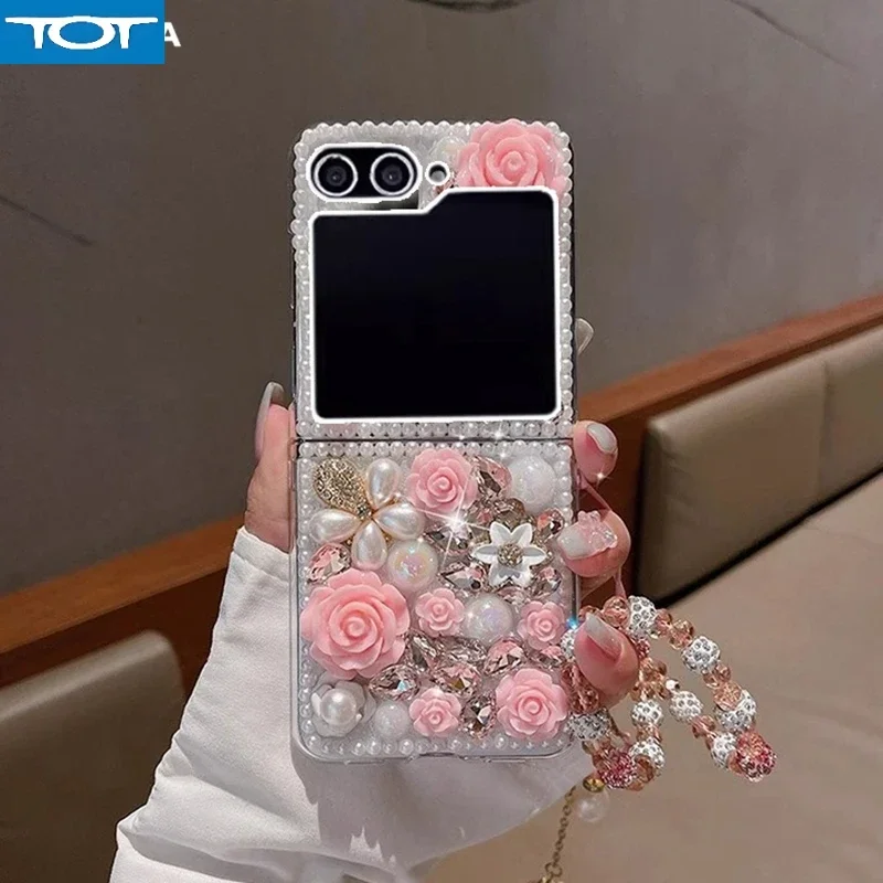 for Samsung flip6 Luxury 3D Flower Diamond Glitter Case for Samsung Galaxy Z Flip 6 5 4 3 zflip Wrist Chain Shiny Pearl Cover
for Samsung flip6 Luxury 3D Flower Diamond Glitter Case for Samsung Galaxy Z Flip 6 5 4 3 zflip Wrist Chain Shiny Pearl Cover