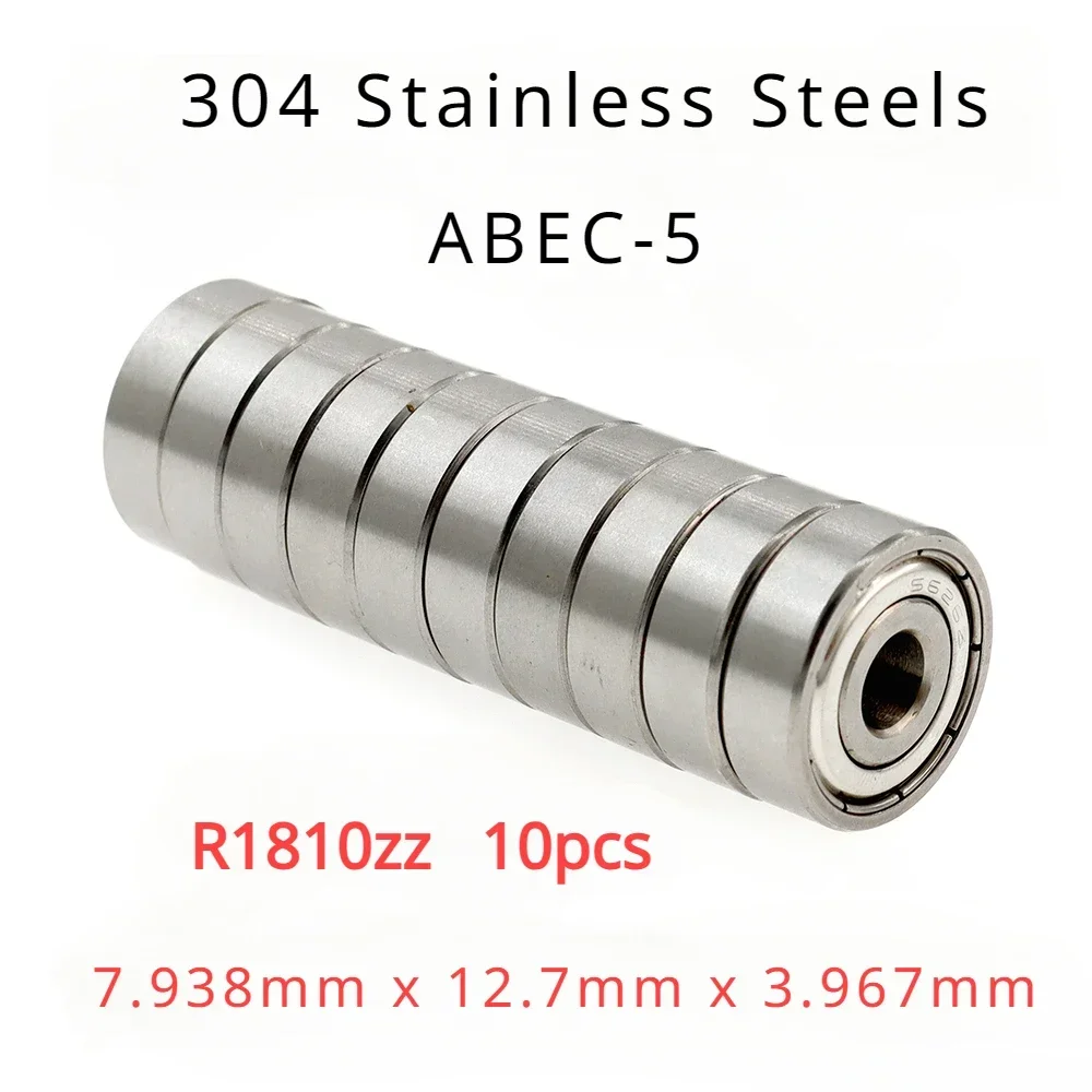 High Performance 304 Stainless Steel ABEC-5 Non-standard Inch Bearing R1810zz 7.938mmx12.7mmx3.967mm of 10pcs 
High Performance 304 Stainless Steel ABEC-5 Non-standard Inch Bearing R1810zz 7.938mmx12.7mmx3.967mm of 10pcs