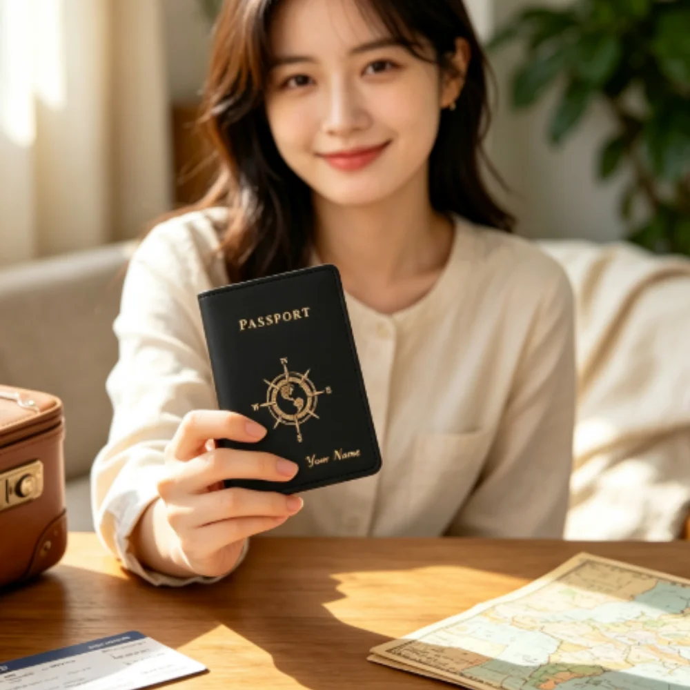 Customizable Compass Logo PU Passport Holder, Personalized Name Fashion Travel Wallet Passport Cover
Customizable Compass Logo PU Passport Holder, Personalized Name Fashion Travel Wallet Passport Cover