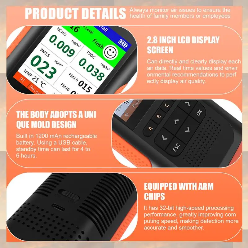 2025 New-Formaldehyde Detector Air Quality Monitor PM 2.5 Portable Display Air Pollution Meter Mini Dust Tester For Home Car
2025 New-Formaldehyde Detector Air Quality Monitor PM 2.5 Portable Display Air Pollution Meter Mini Dust Tester For Home Car