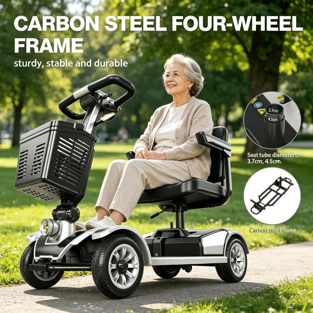 Unificare Silver Mobility Scooter for Seniors 20AH Large Battery Long Range 418LBS High Load Adjustable Seat All Terrain Safe Stable Portable Electric Travel Scooter for Elderly Daily Outdoor Use
Unificare Silver Mobility Scooter for Seniors 20AH Large Battery Long Range 418LBS High Load Adjustable Seat All Terrain Safe Stable Portable Electric Travel Scooter for Elderly Daily Outdoor Use