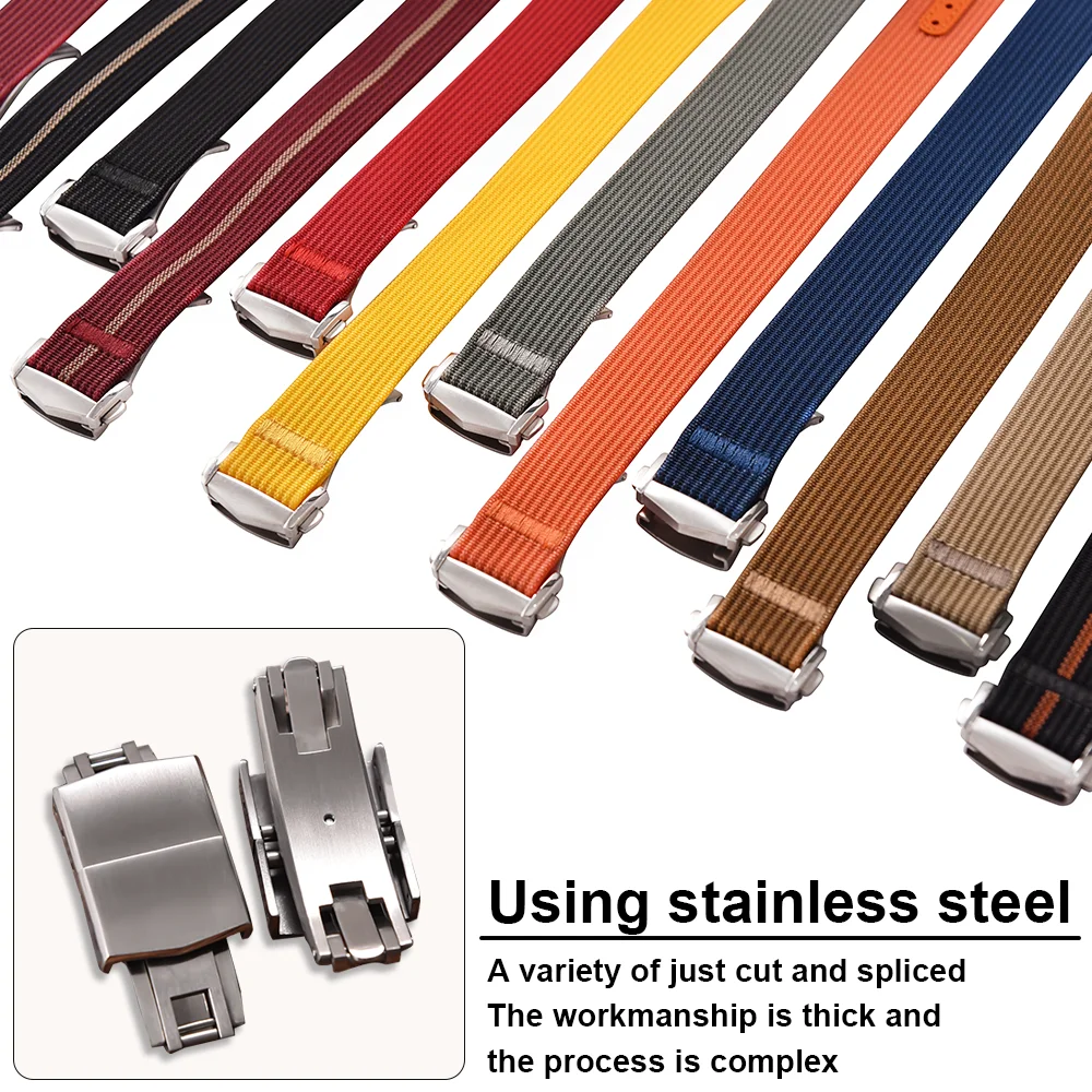 New Ribbed Nylon Strap for Omega x Swatch MoonSwatch 20mm FKM Rubber Hole Stainless Steel Folding Buckle Watch Band Bracelet Men 
New Ribbed Nylon Strap for Omega x Swatch MoonSwatch 20mm FKM Rubber Hole Stainless Steel Folding Buckle Watch Band Bracelet Men