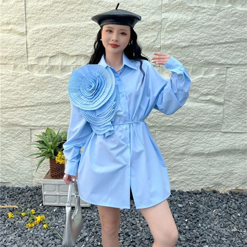 A Sense of Niche Design Polo Collar Pleated Three-dimensional Flowers Long-sleeved Shirt Top French Loose Shirt Woman
A Sense of Niche Design Polo Collar Pleated Three-dimensional Flowers Long-sleeved Shirt Top French Loose Shirt Woman