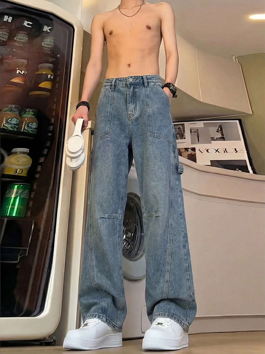 Blue Waed Deconstructed Knife Jeans Men's American Vibe Slant Cut Workwear Pants Slimming Flared Straight Leg Jeans
Blue Waed Deconstructed Knife Jeans Men's American Vibe Slant Cut Workwear Pants Slimming Flared Straight Leg Jeans