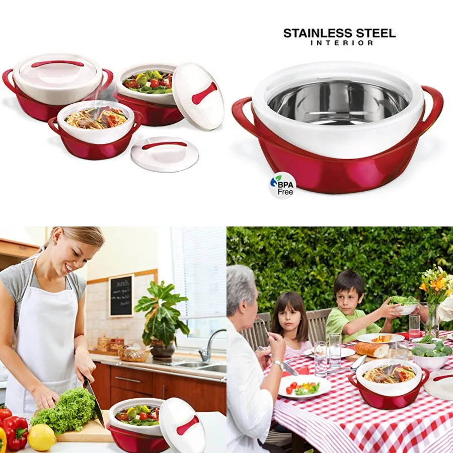 Insulated Casserole Dish with Lid 3 pc. set 2.6/1.25/.6 qt. Elegant Hot Pot Food Warmer/Cooler - Large Thermal Soup/Salad Servi
Insulated Casserole Dish with Lid 3 pc. set 2.6/1.25/.6 qt. Elegant Hot Pot Food Warmer/Cooler - Large Thermal Soup/Salad Servi