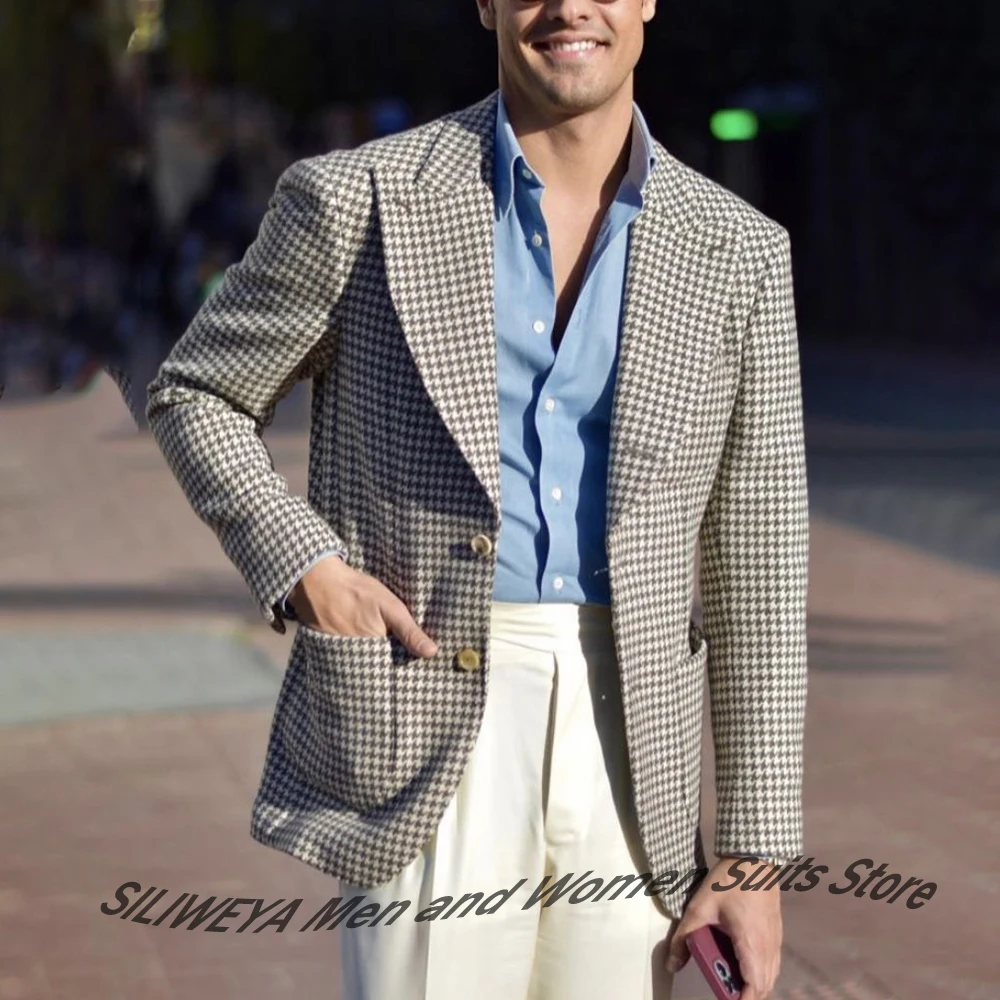 Light Grey Houndstooth Men's Suits Single-Breasted Slim-Fit Two Piece(Jacket+Pants) Set Smart Casual Semi-Formal Graceful Looks
Light Grey Houndstooth Men's Suits Single-Breasted Slim-Fit Two Piece(Jacket+Pants) Set Smart Casual Semi-Formal Graceful Looks