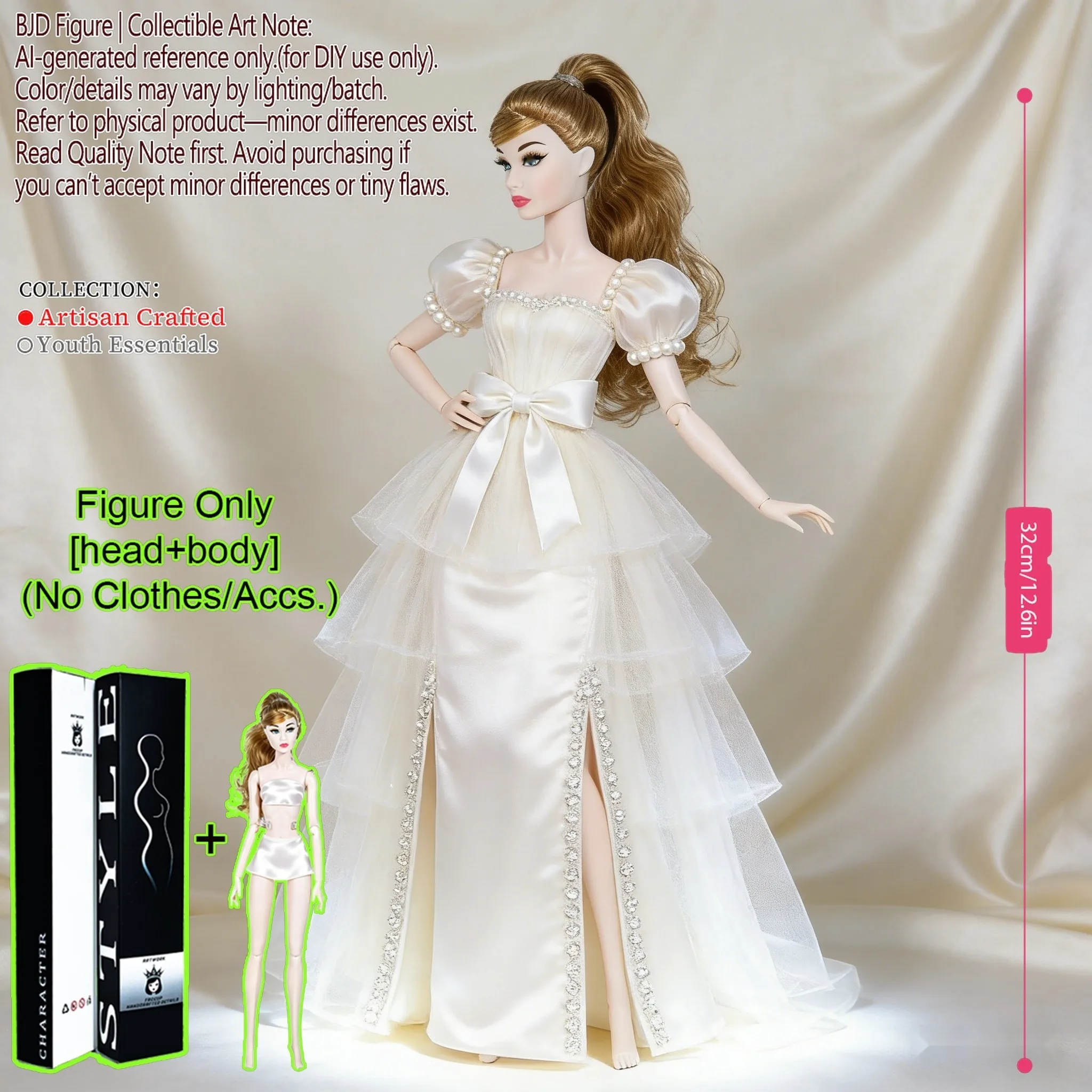 12.6in 1/6 Scale 12-Articulated Joints High-Quality BJD Doll - Realistic Makeup, Desktop Ornament, Holiday Gift(No Clot
12.6in 1/6 Scale 12-Articulated Joints High-Quality BJD Doll - Realistic Makeup, Desktop Ornament, Holiday Gift(No Clot