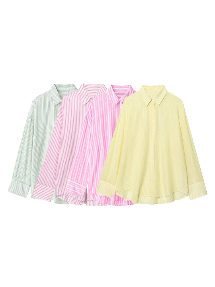 TRZA Women's Fashion Oversized Striped Shirt Lapel Collar Long Sleeve Blouse Chic Butter Yellow Top for Female
TRZA Women's Fashion Oversized Striped Shirt Lapel Collar Long Sleeve Blouse Chic Butter Yellow Top for Female