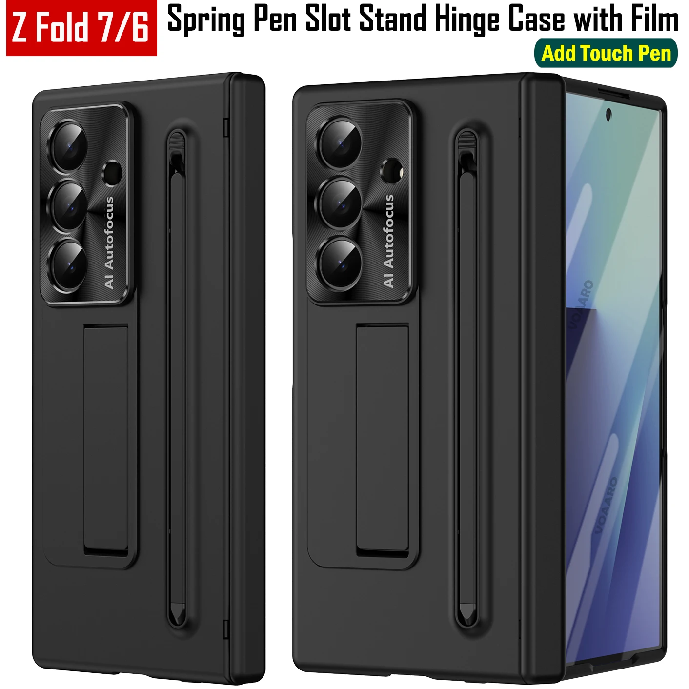 Spring Pen Slot Holder Kickstand Cover for Samsung Galaxy Z Fold 7 6 5G Hinge Protection Case with Front Film + Touch Stylus Pen
Spring Pen Slot Holder Kickstand Cover for Samsung Galaxy Z Fold 7 6 5G Hinge Protection Case with Front Film + Touch Stylus Pen