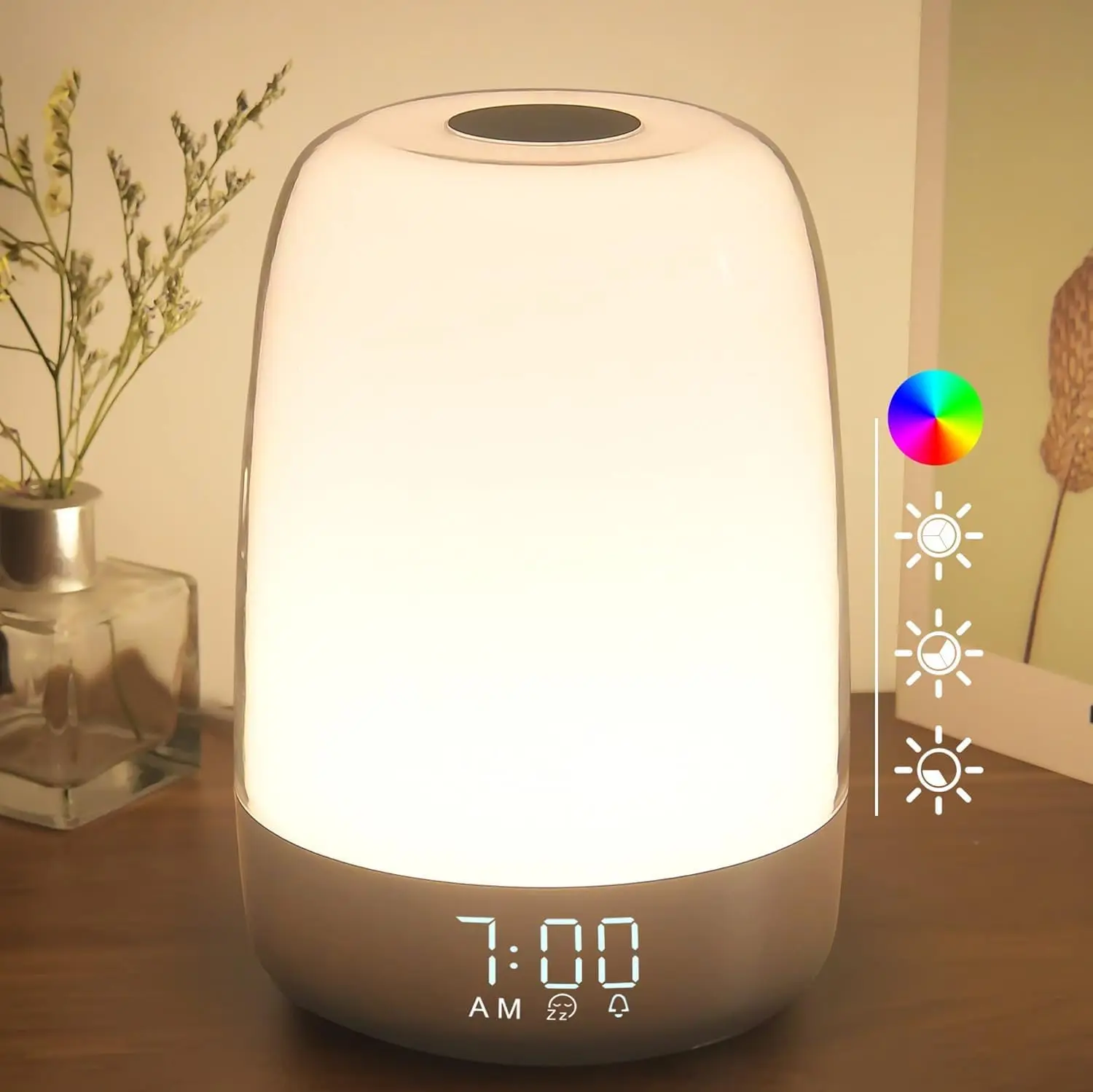 Будильник с имитацией рассвета и регулируемой ночником, RGB-лампа для детской спальни, таймер отсрочки для улучшения сна
Будильник с имитацией рассвета и регулируемой ночником, RGB-лампа для детской спальни, таймер отсрочки для улучшения сна
