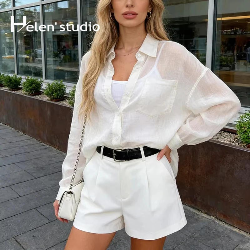Summer 100% Ramie Women's Long Sleeve Shirt Lightweight Original Women's Blouses And Shirts Lightly See-Through Elegant Blouse
Summer 100% Ramie Women's Long Sleeve Shirt Lightweight Original Women's Blouses And Shirts Lightly See-Through Elegant Blouse